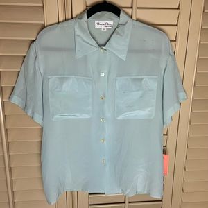 Vintage Oscar De La Renta Mint Green Expressions Shirt